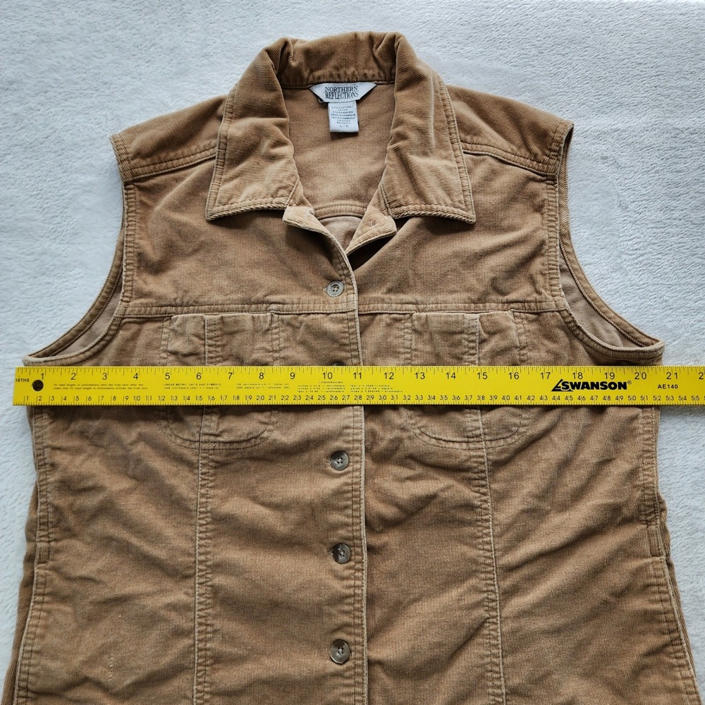 Northern Reflections Corduroy Vest Womens Large Tan Button Up Utility Gorpcore - Picture 11 of 14